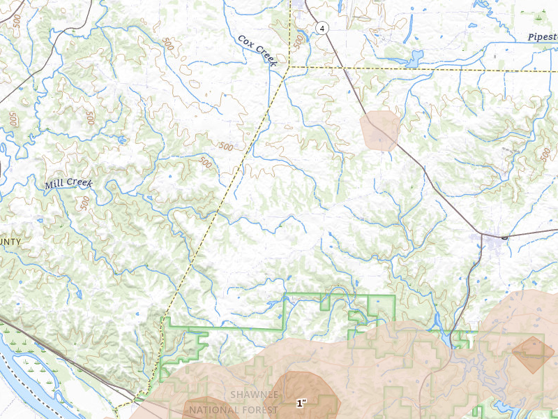 Radar-estimated hail-size map of the storm over Campbell Hill, IL on Apr 26, 2026