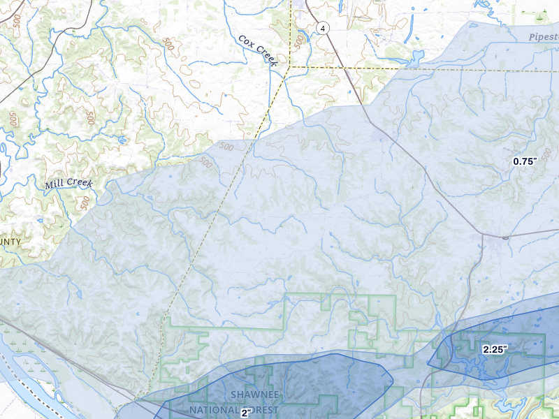 NEXRAD radar-signature map of the hail over Campbell Hill, IL