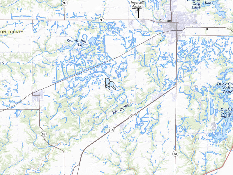 Radar-estimated hail-size map of the storm over Canton, IL on Apr 2, 2026