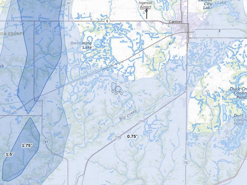 NEXRAD radar-signature map of the hail storm over Canton, IL on Apr 17, 2026