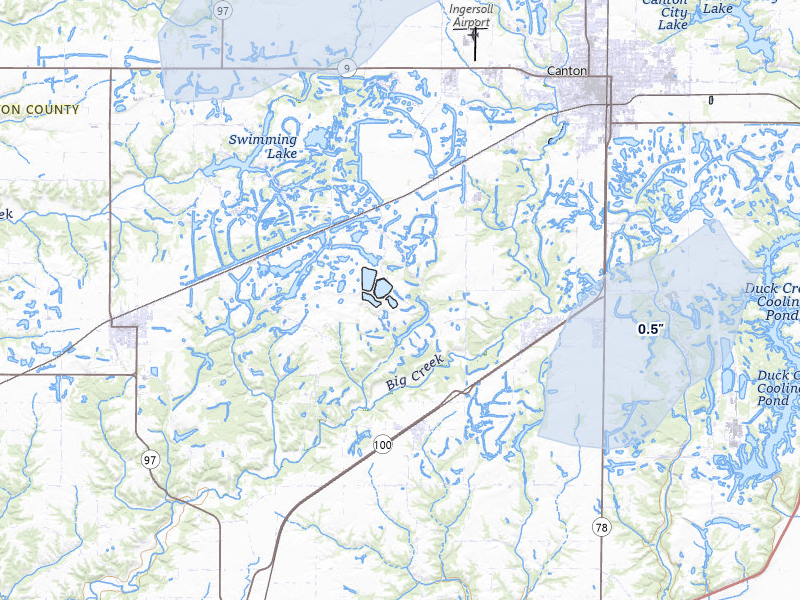 NEXRAD radar-signature map of the hail storm over Canton, IL on Apr 27, 2026