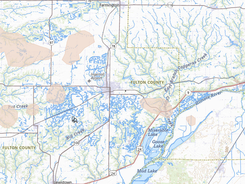 Radar-estimated hail-size map of the storm over Canton, IL on Aug 13, 2026