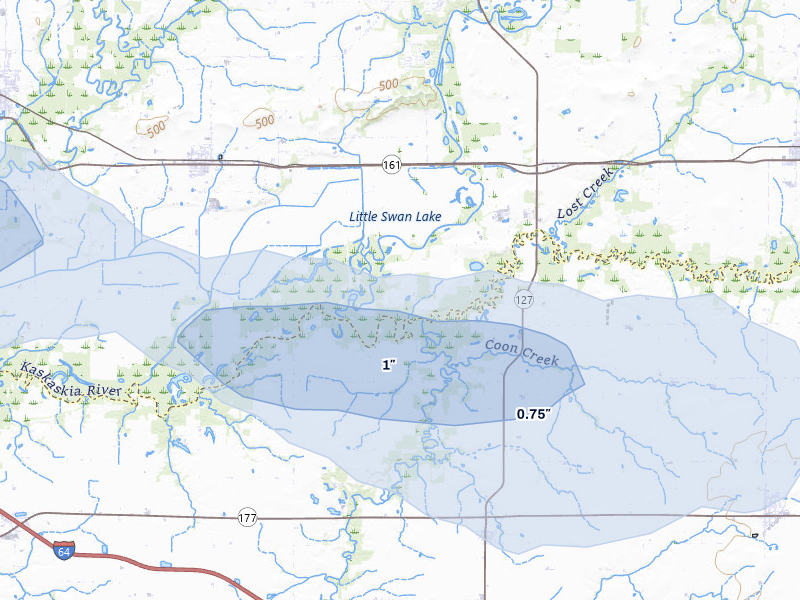 NEXRAD radar-signature map of the hail storm over Carlyle, IL on May 31, 2026