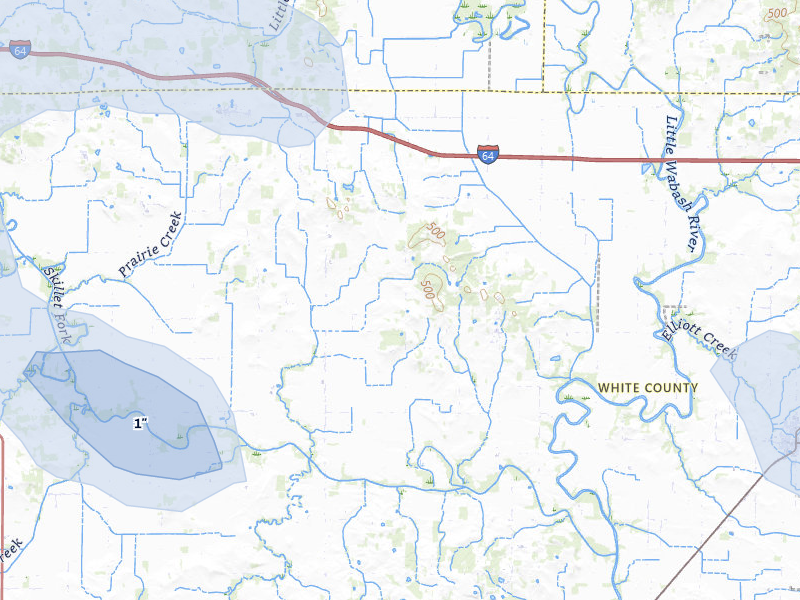 NEXRAD radar-signature map of the hail storm over Carmi, IL on Aug 12, 2026