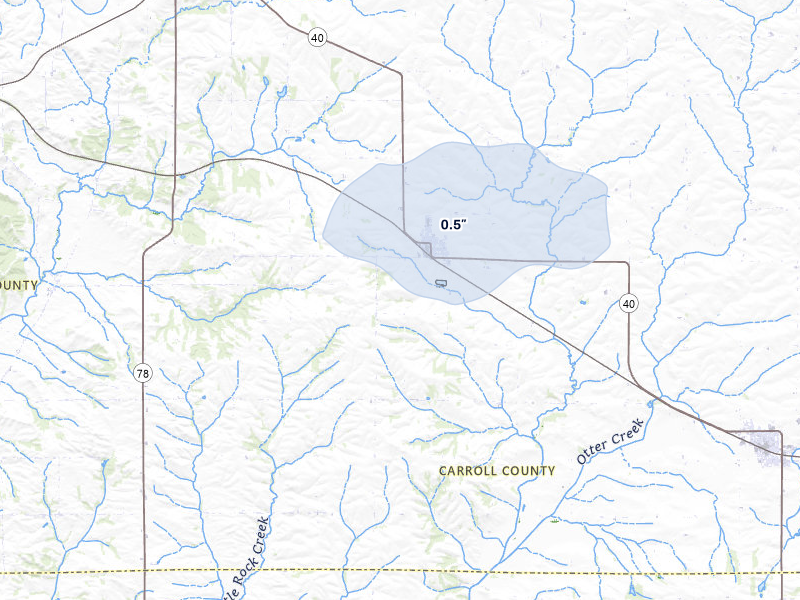 NEXRAD radar-signature map of the hail storm over Chadwick, IL on Mar 30, 2026