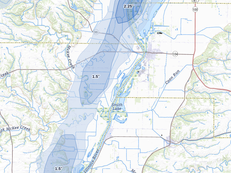 NEXRAD radar-signature map of the hail storm over Chambersburg, IL on Apr 17, 2026