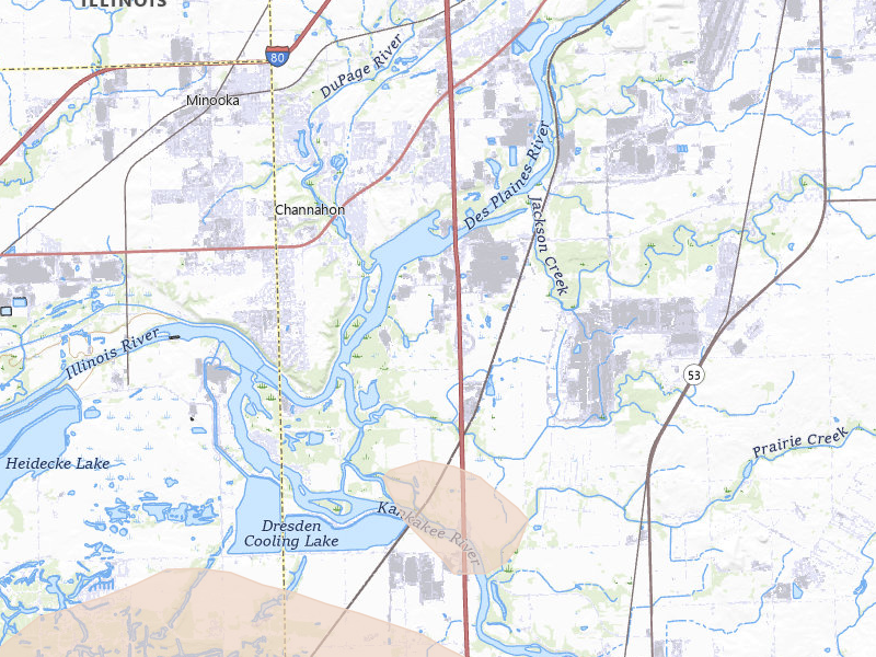 Radar-estimated hail-size map of the storm over Channahon, IL on Aug 12, 2026
