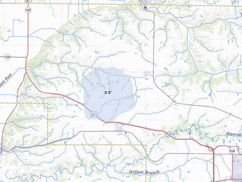 NEXRAD radar-signature map of the hail storm over Chapin, IL on Mar 31, 2026