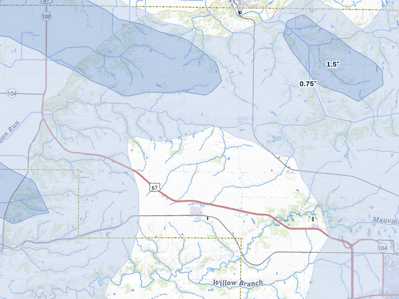 NEXRAD radar-signature map of the hail storm over Chapin, IL on May 4, 2026