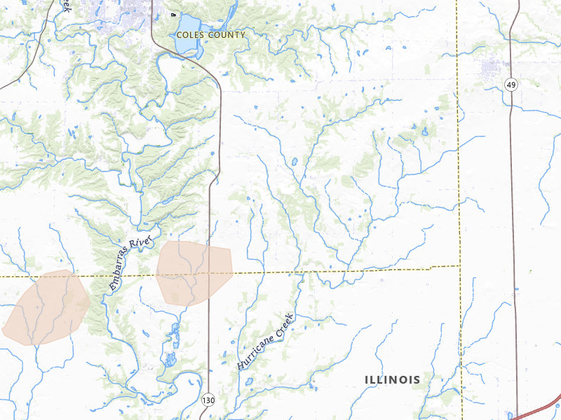 Radar-estimated hail-size map of the storm over Charleston, IL