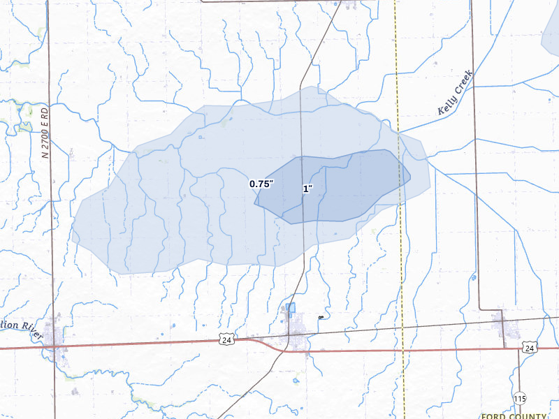 NEXRAD radar-signature map of the hail storm over Chatsworth, IL on Mar 31, 2026