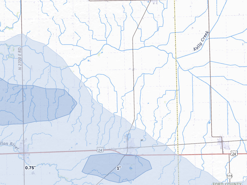 NEXRAD radar-signature map of the hail storm over Chatsworth, IL on May 4, 2026