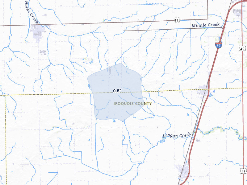 NEXRAD radar-signature map of the hail storm over Chebanse, IL on Mar 30, 2026