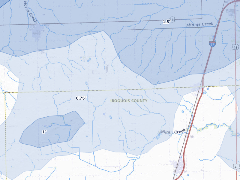NEXRAD radar-signature map of the hail over Chebanse, IL