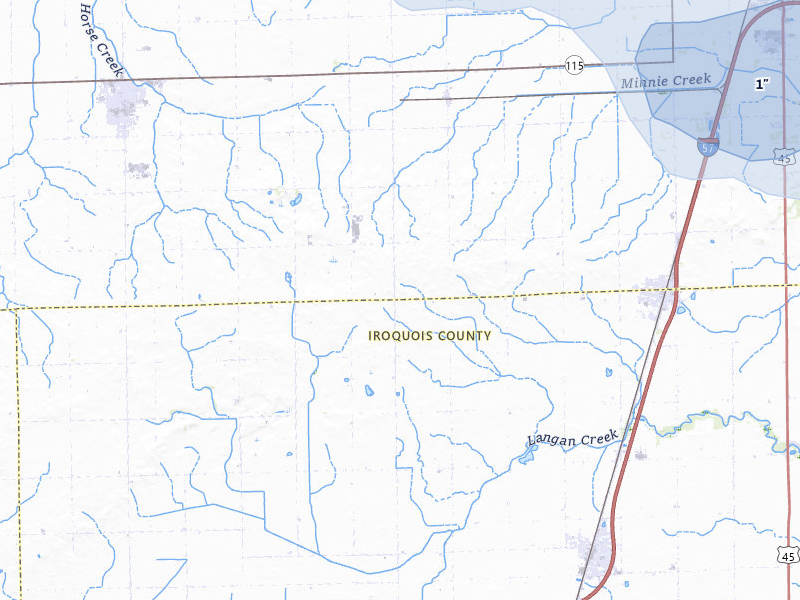 NEXRAD radar-signature map of the hail storm over Chebanse, IL on Aug 7, 2026