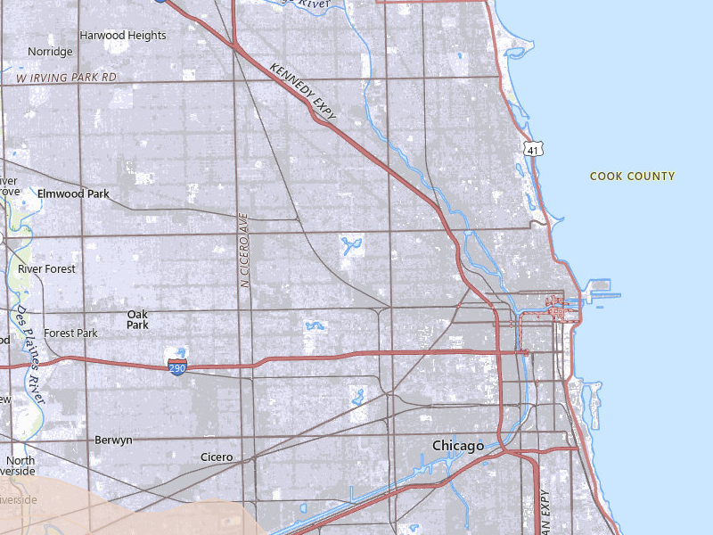 Radar-estimated hail-size map of the storm over Chicago, IL on Mar 30, 2026