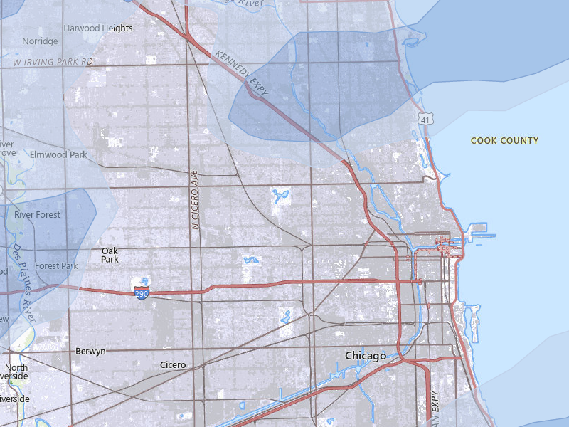 NEXRAD radar-signature map of the hail storm over Chicago, IL on Jul 3, 2026