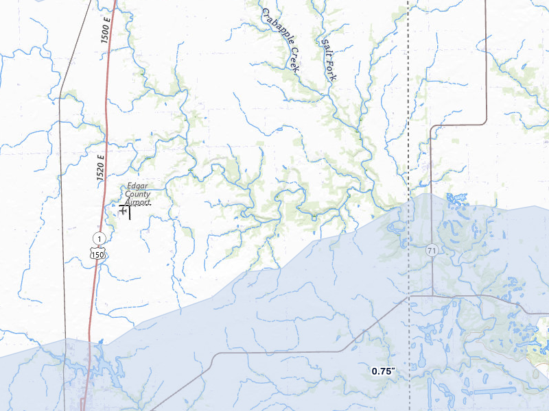 NEXRAD radar-signature map of the hail storm over Chrisman, IL on May 4, 2026