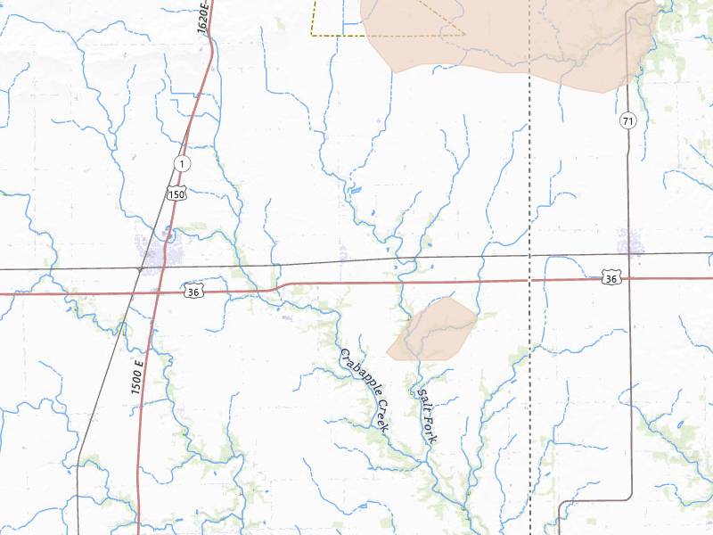 Radar-estimated hail-size map of the storm over Chrisman, IL on Aug 12, 2026