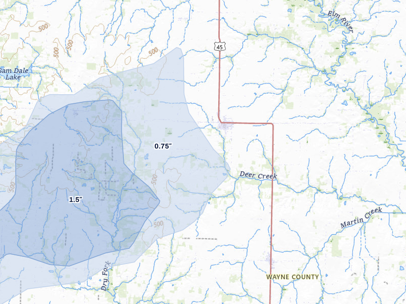 NEXRAD radar-signature map of the hail over Cisne, IL