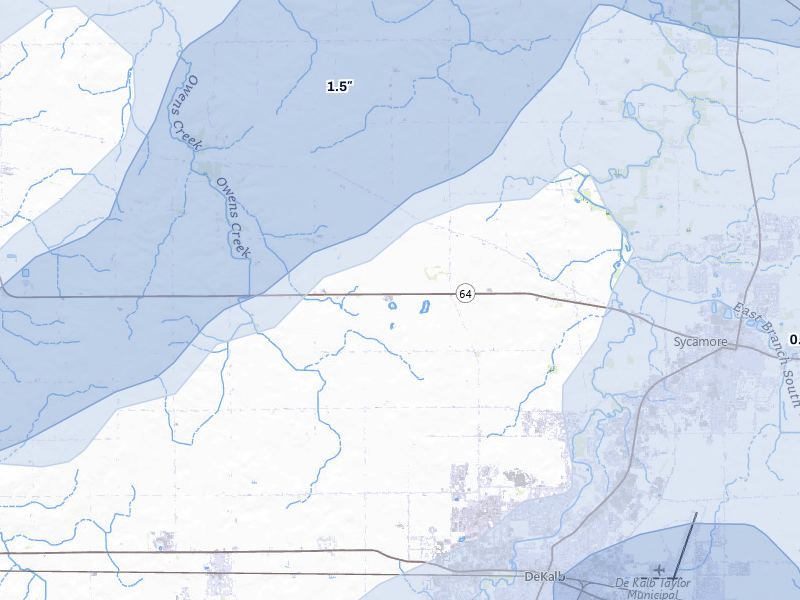 NEXRAD radar-signature map of the hail storm over Clare, IL on Jul 3, 2026