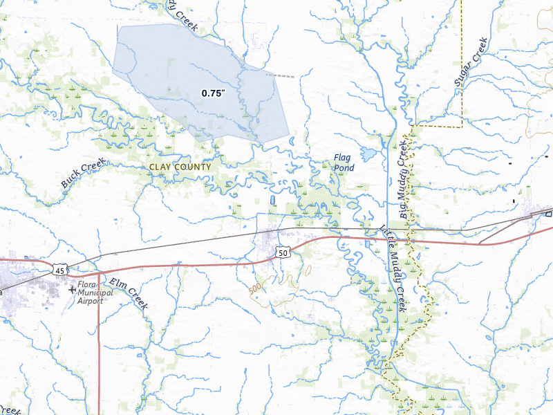 NEXRAD radar-signature map of the hail storm over Clay City, IL on May 3, 2026