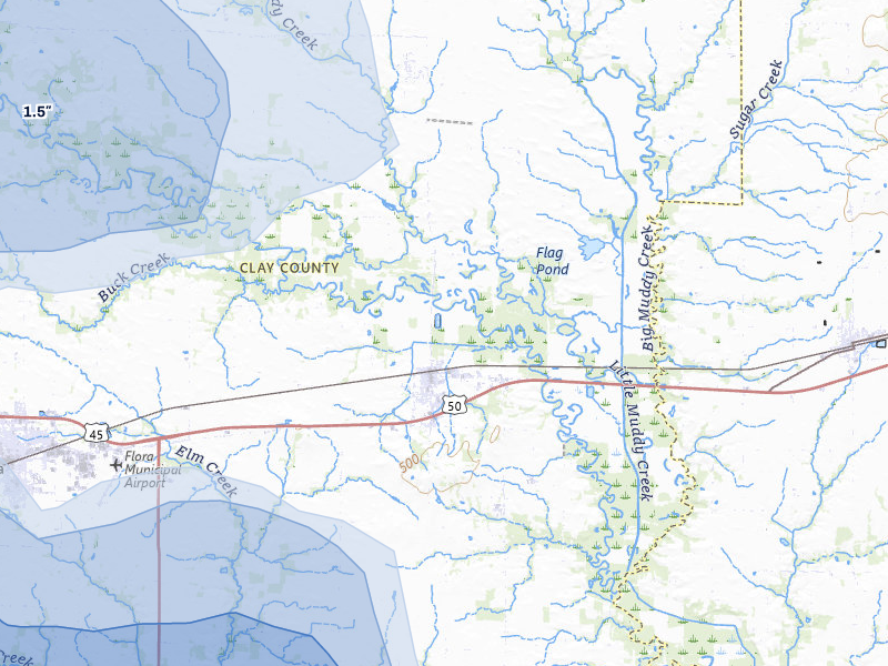 NEXRAD radar-signature map of the hail storm over Clay City, IL on Jul 3, 2026