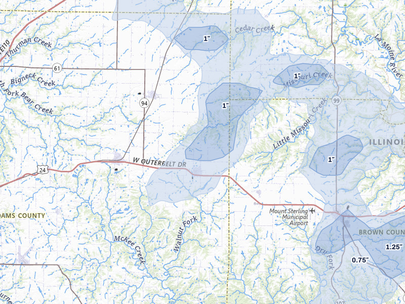 NEXRAD radar-signature map of the hail storm over Clayton, IL on Apr 17, 2026
