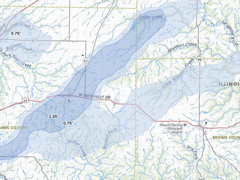 NEXRAD radar-signature map of the hail storm over Clayton, IL on Apr 27, 2026
