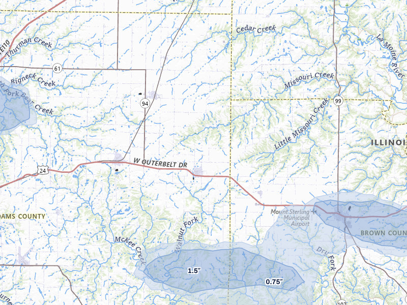 NEXRAD radar-signature map of the hail storm over Clayton, IL on May 16, 2026
