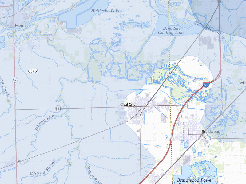 NEXRAD radar-signature map of the hail storm over Coal City, IL on May 4, 2026