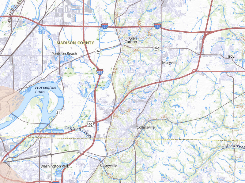 Radar-estimated hail-size map of the storm over Collinsville, IL on Jul 4, 2026