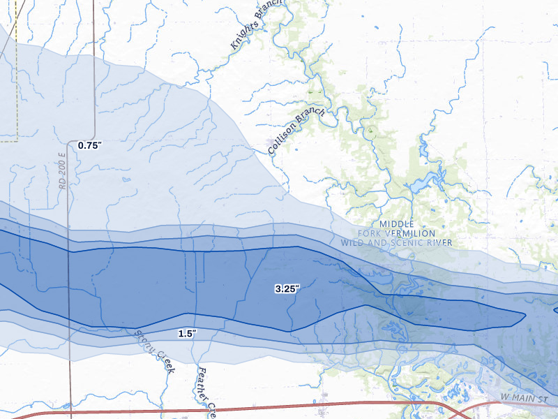 NEXRAD radar-signature map of the hail storm over Collison, IL on Mar 26, 2026