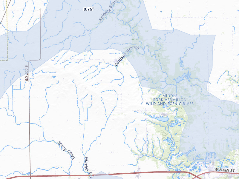 NEXRAD radar-signature map of the hail storm over Collison, IL on Apr 27, 2026