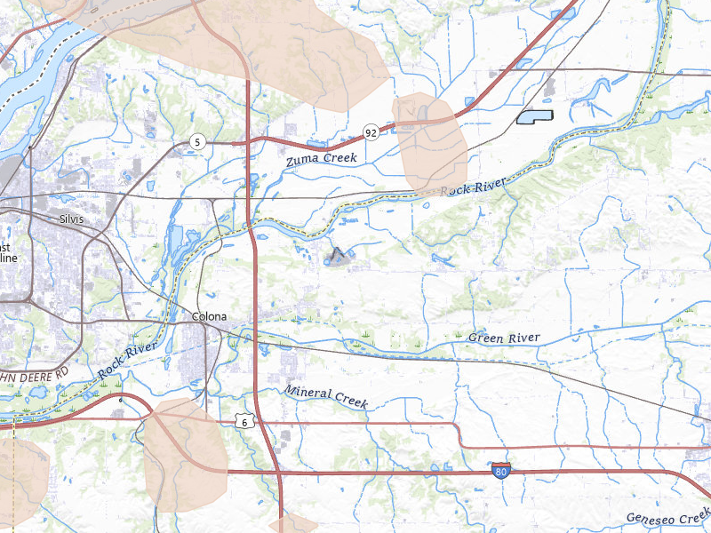Radar-estimated hail-size map of the storm over Colona, IL on Aug 21, 2026