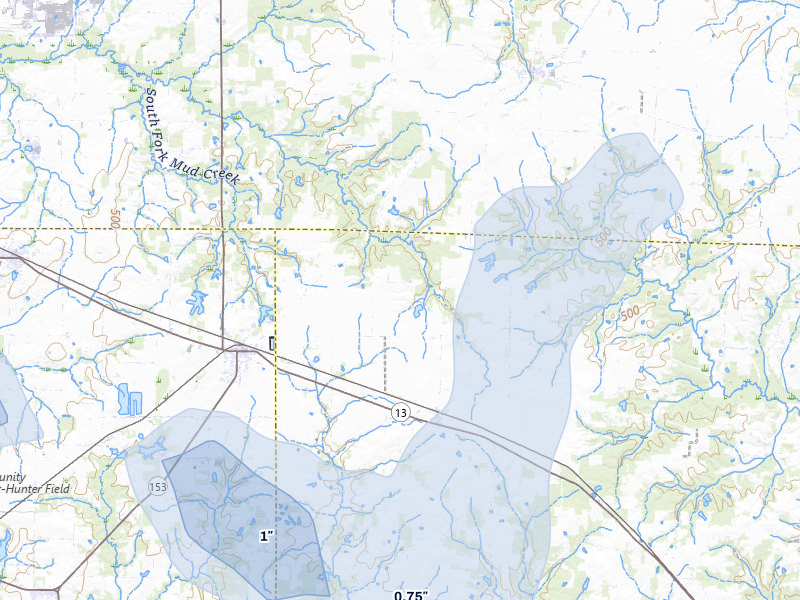 NEXRAD radar-signature map of the hail storm over Coulterville, IL on Jul 8, 2026