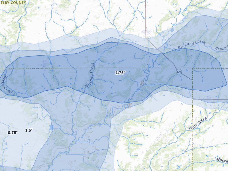 NEXRAD radar-signature map of the hail over Cowden, IL