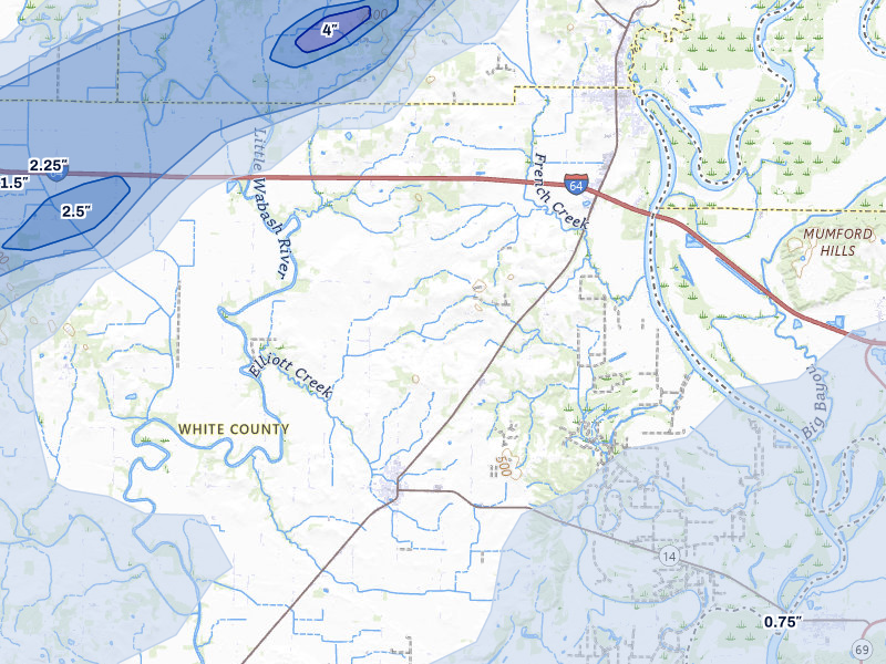 NEXRAD radar-signature map of the hail over Crossville, IL