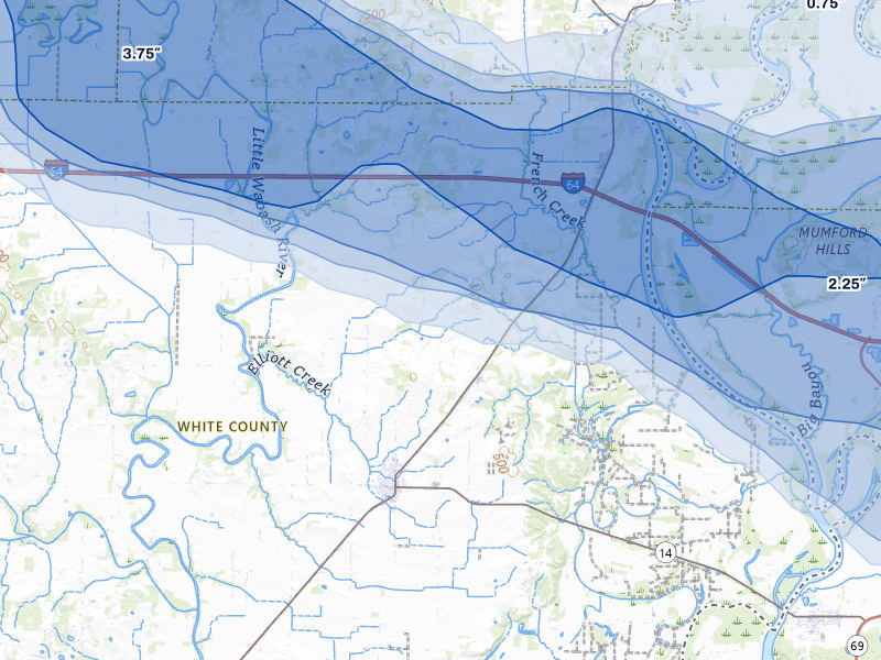 NEXRAD radar-signature map of the hail storm over Crossville, IL on May 16, 2026