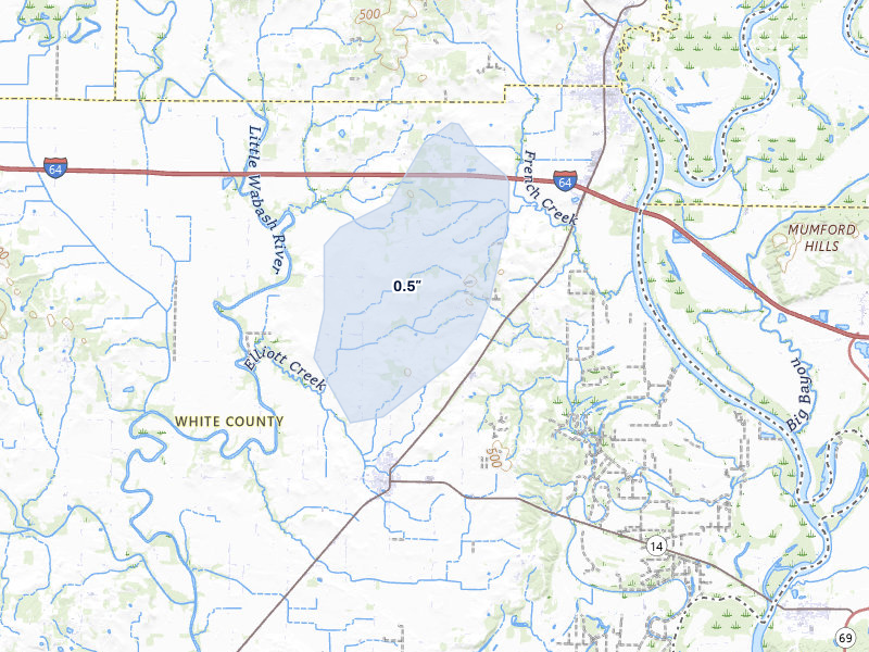 NEXRAD radar-signature map of the hail storm over Crossville, IL on Jun 27, 2026