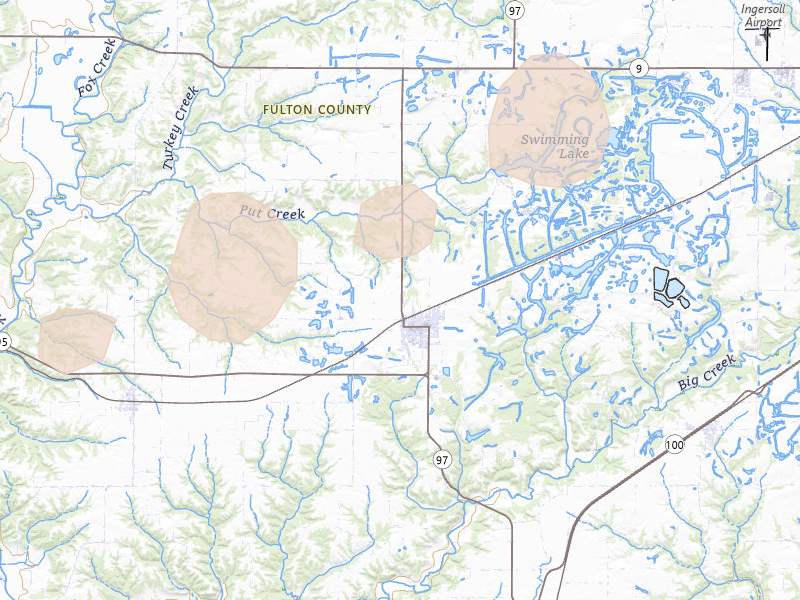 Radar-estimated hail-size map of the storm over Cuba, IL on Aug 13, 2026