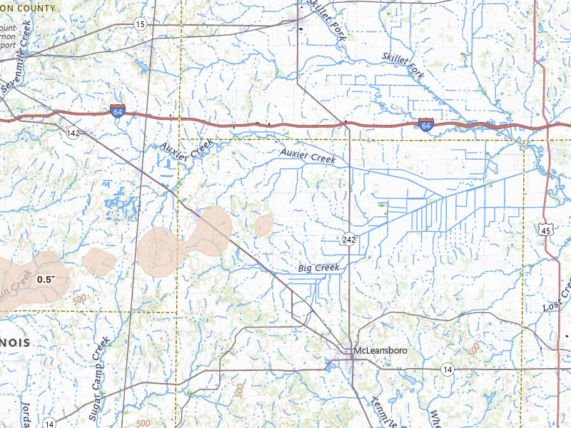 Radar-estimated hail-size map of the storm over Dahlgren, IL