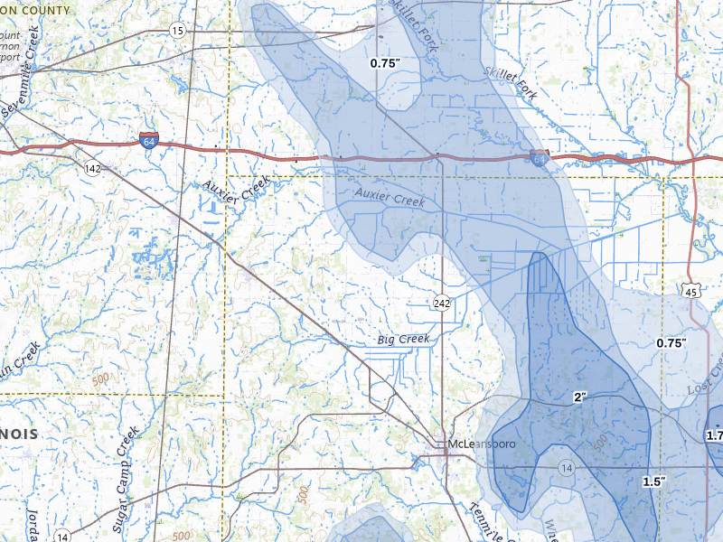 NEXRAD radar-signature map of the hail over Dahlgren, IL