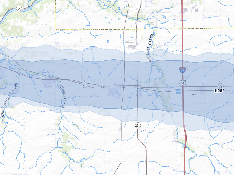 NEXRAD radar-signature map of the hail storm over Davis Junction, IL on Mar 30, 2026