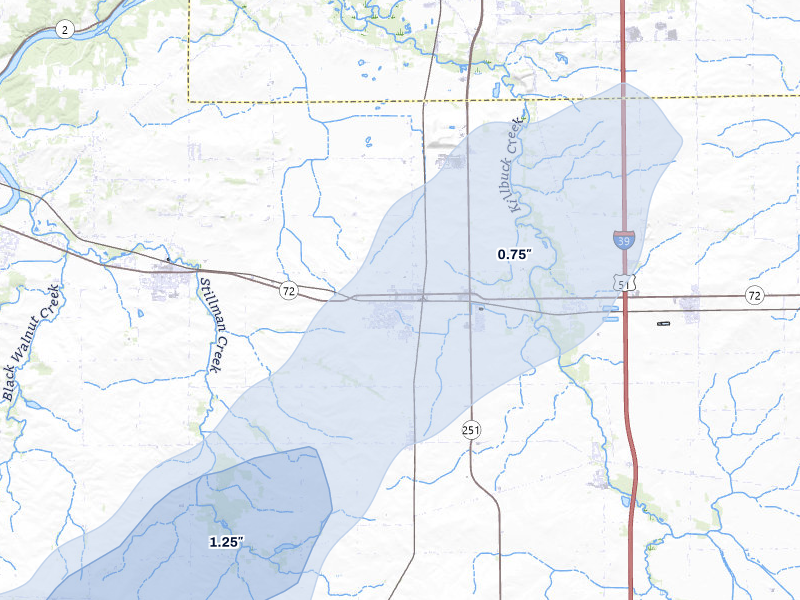 NEXRAD radar-signature map of the hail storm over Davis Junction, IL on Apr 17, 2026