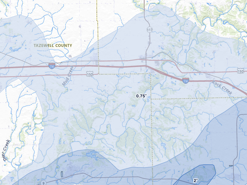 NEXRAD radar-signature map of the hail storm over Deer Creek, IL on Apr 3, 2026