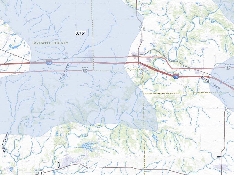 NEXRAD radar-signature map of the hail storm over Deer Creek, IL on May 4, 2026