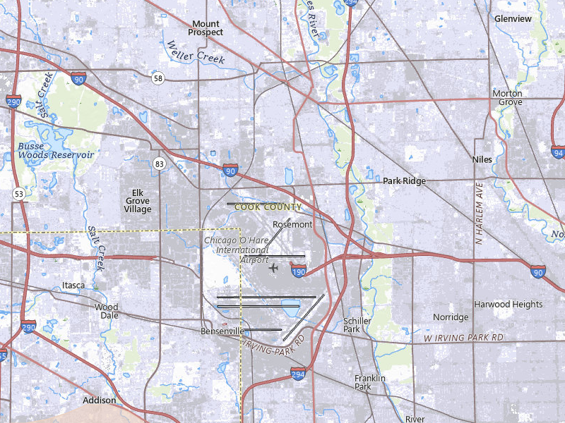 Radar-estimated hail-size map of the storm over Des Plaines, IL on Jul 2, 2026
