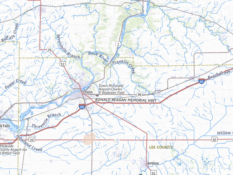 Radar-estimated hail-size map of the storm over Dixon, IL on Jul 2, 2026