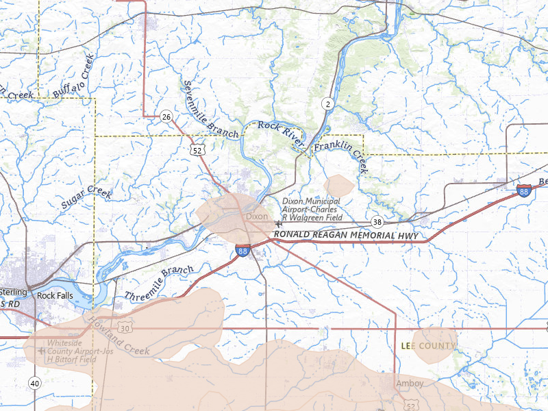 Radar-estimated hail-size map of the storm over Dixon, IL on Aug 11, 2026